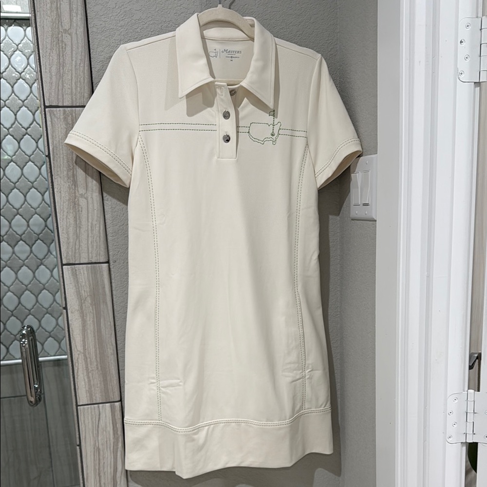 Tory Burch Cream and Green Dress with Elegant Design
